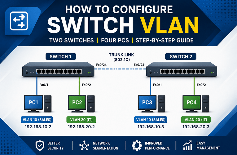 How to Configure VLAN on Two Cisco Switches with Four PCs